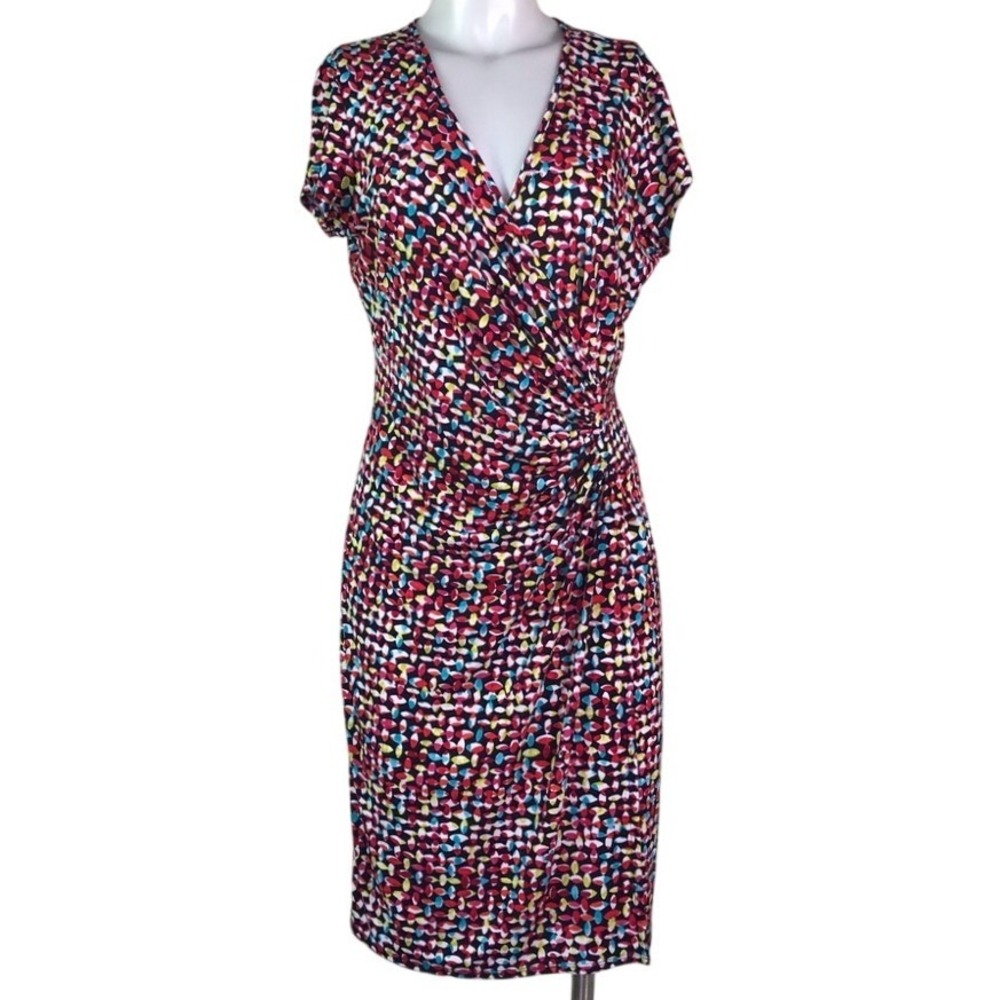 LAUNDRY MULTI COLLRED CONFETTI SURPLICE DRESS